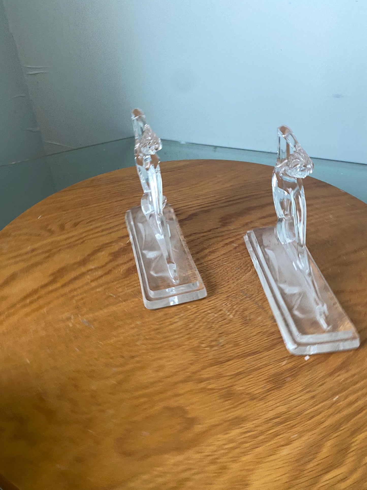 Pair of Retro KC Clear Nude Women Art Deco Style Paperweights Made in Italy