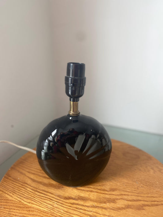 Small Retro Art Deco Inspired Black Ceramic Table Lamps No Shade