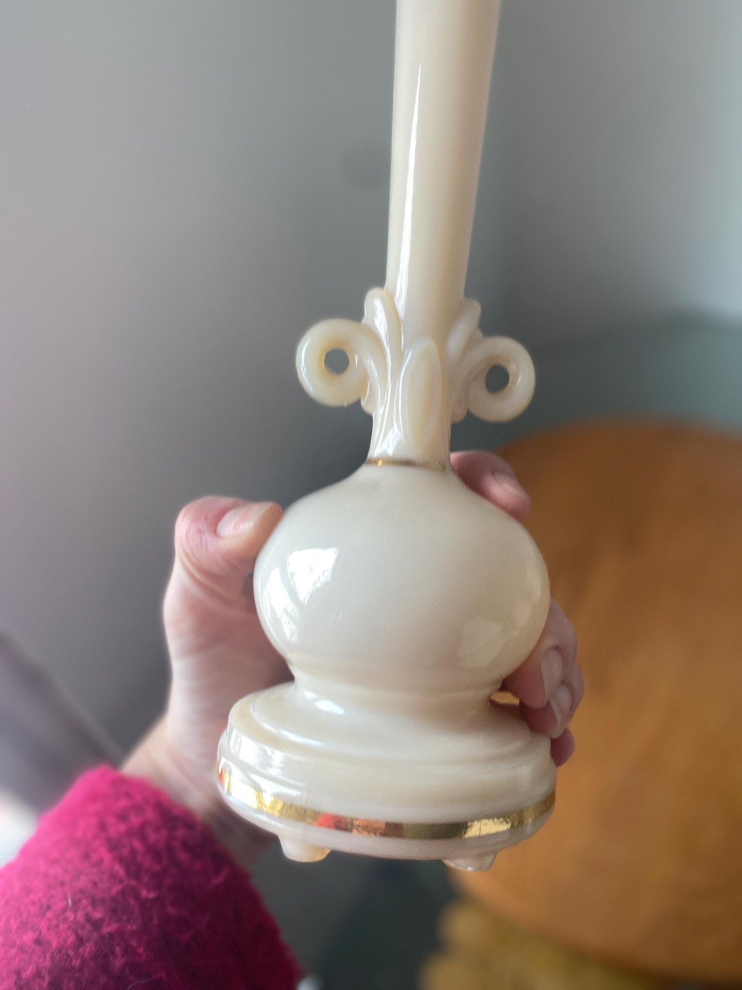 Vintage Small Aladdin Alacite Cream Boudoir Lamp No Shade