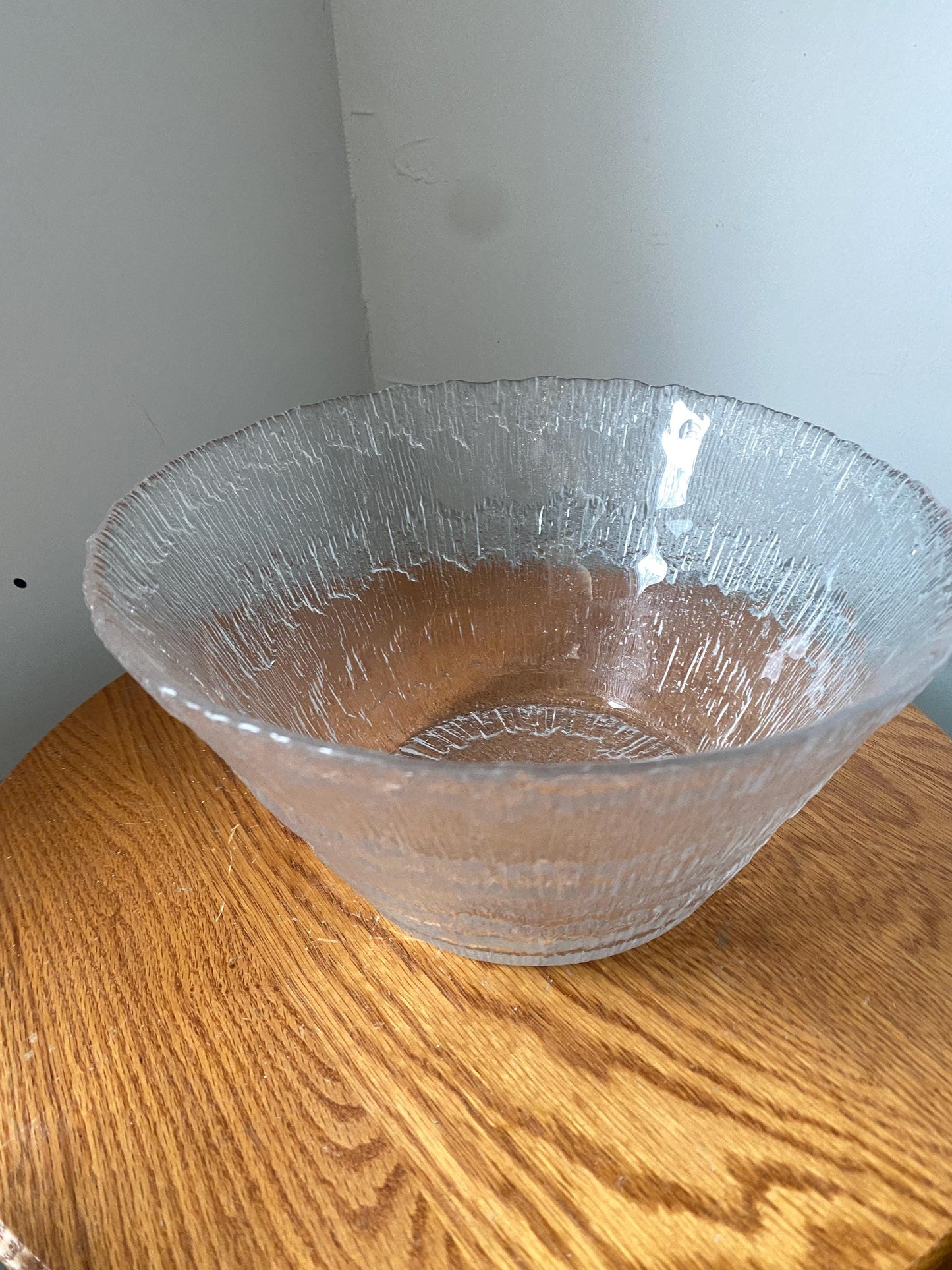 Large IITTALA TAPIO WIRKKALA 'Solaris', Heavy Glass Art Bowl, Finnish Scandinavian Design