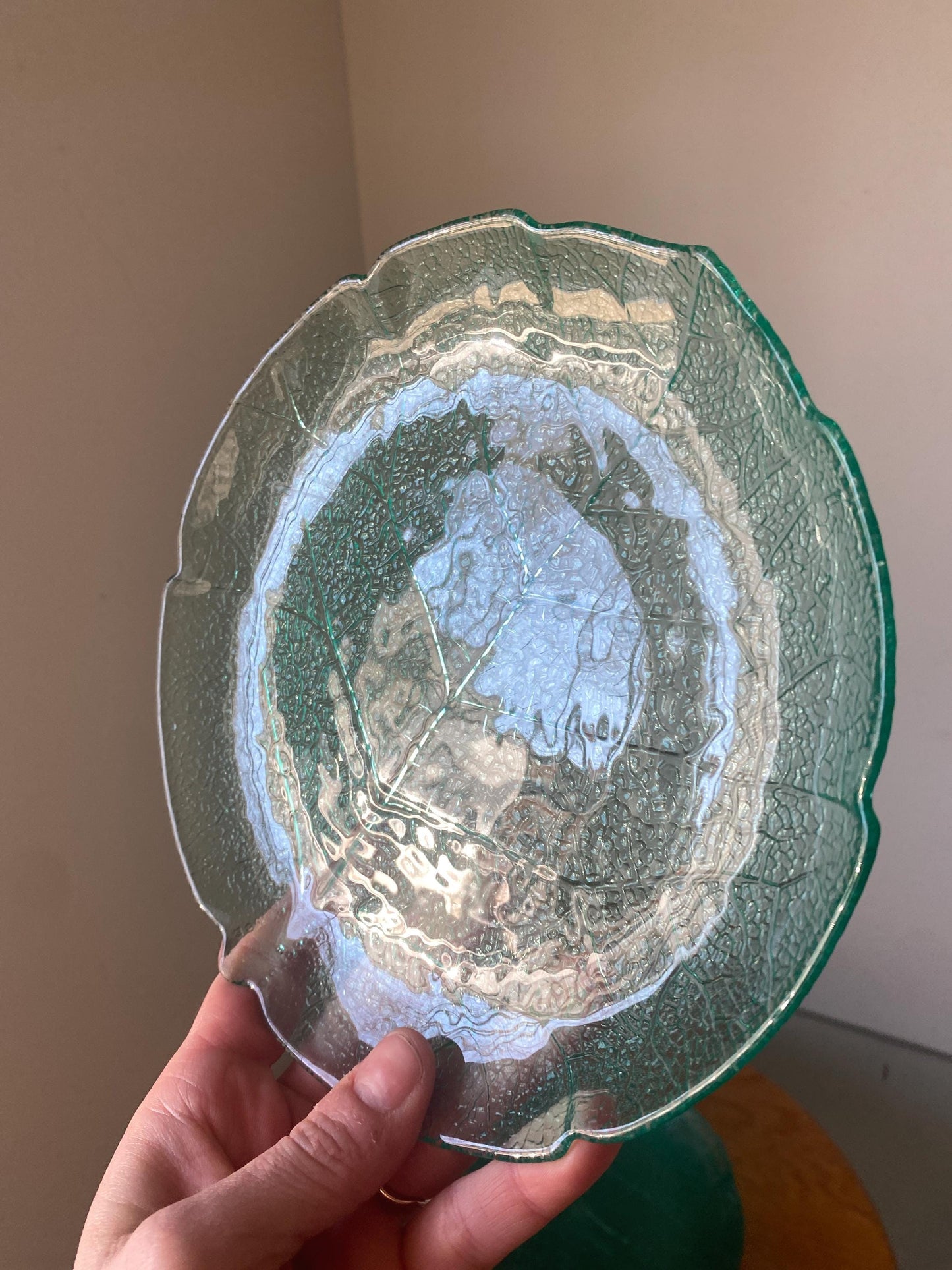 Set of 8 Arocoroc Teal Aspen Leaf Side Plates Made in France