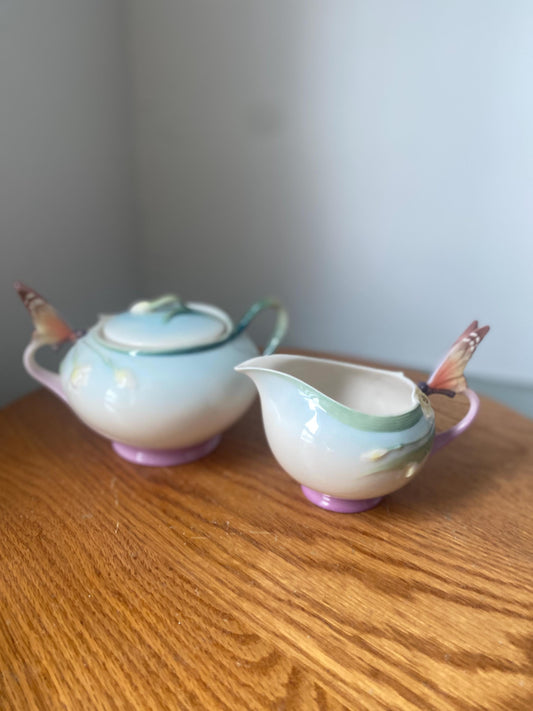 Franz Porcelain, Franz Butterfly, Papillon, Franz Milk Jug and Sugar Bowl, Butterfly Sugar Bowl, Jen Woo, Butterfly Milk Jug