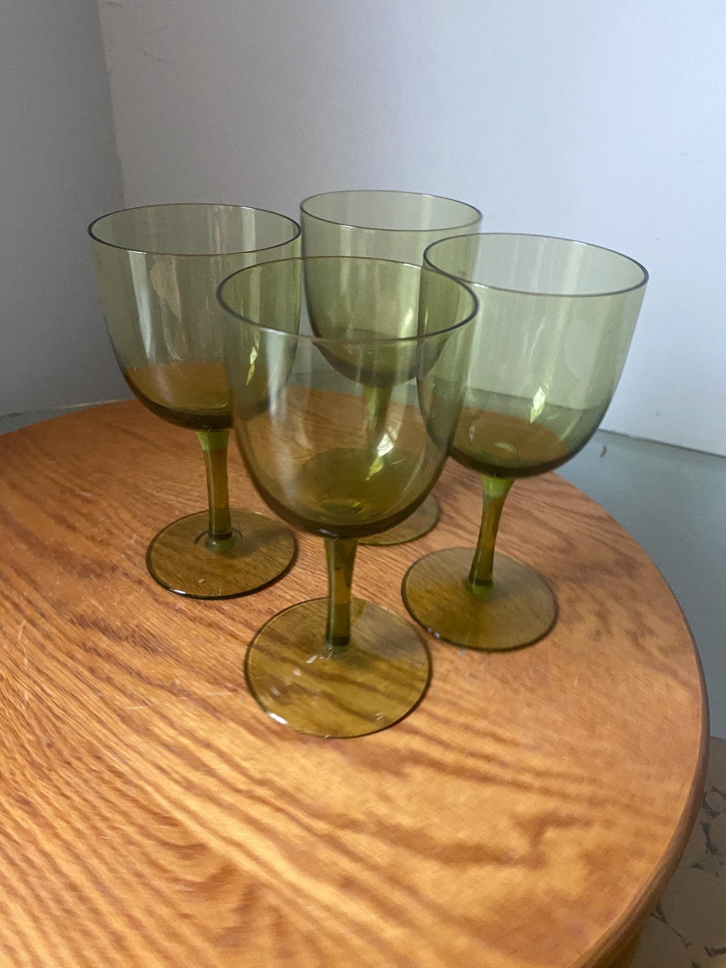 Set of 4 Vintage Olive Wine Glasses
