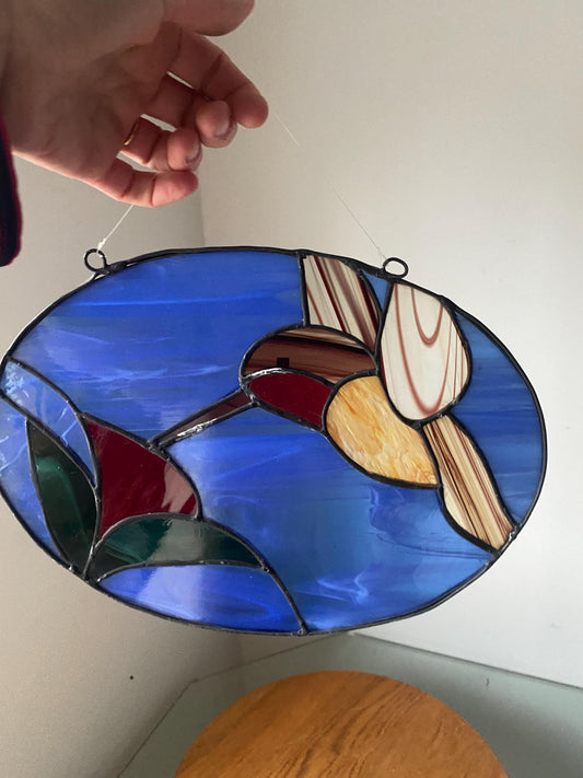 Medium Handmade Hummingbird Stained Glass Sun Catcher