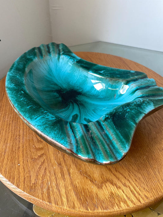 Vintage Blue Mountain Pottery Turquoise Drip Ceramic Ashtray Made in Canada