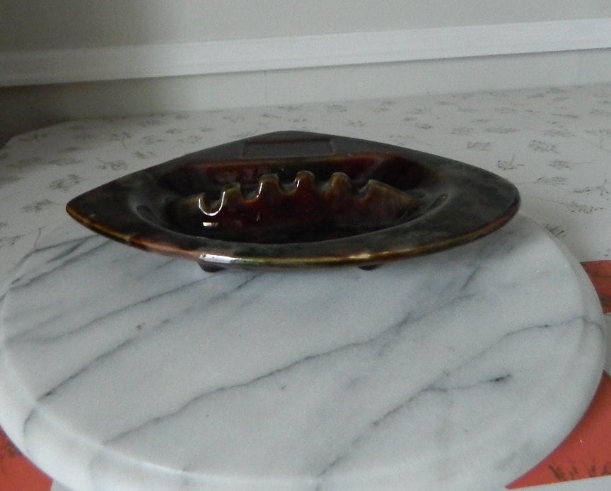 Retro Atomic 1960s Brown Ceramique de Beauce Ashtray Made in Canada