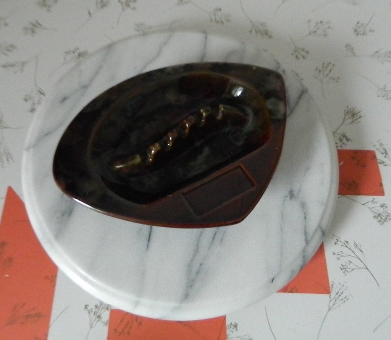 Retro Atomic 1960s Brown Ceramique de Beauce Ashtray Made in Canada