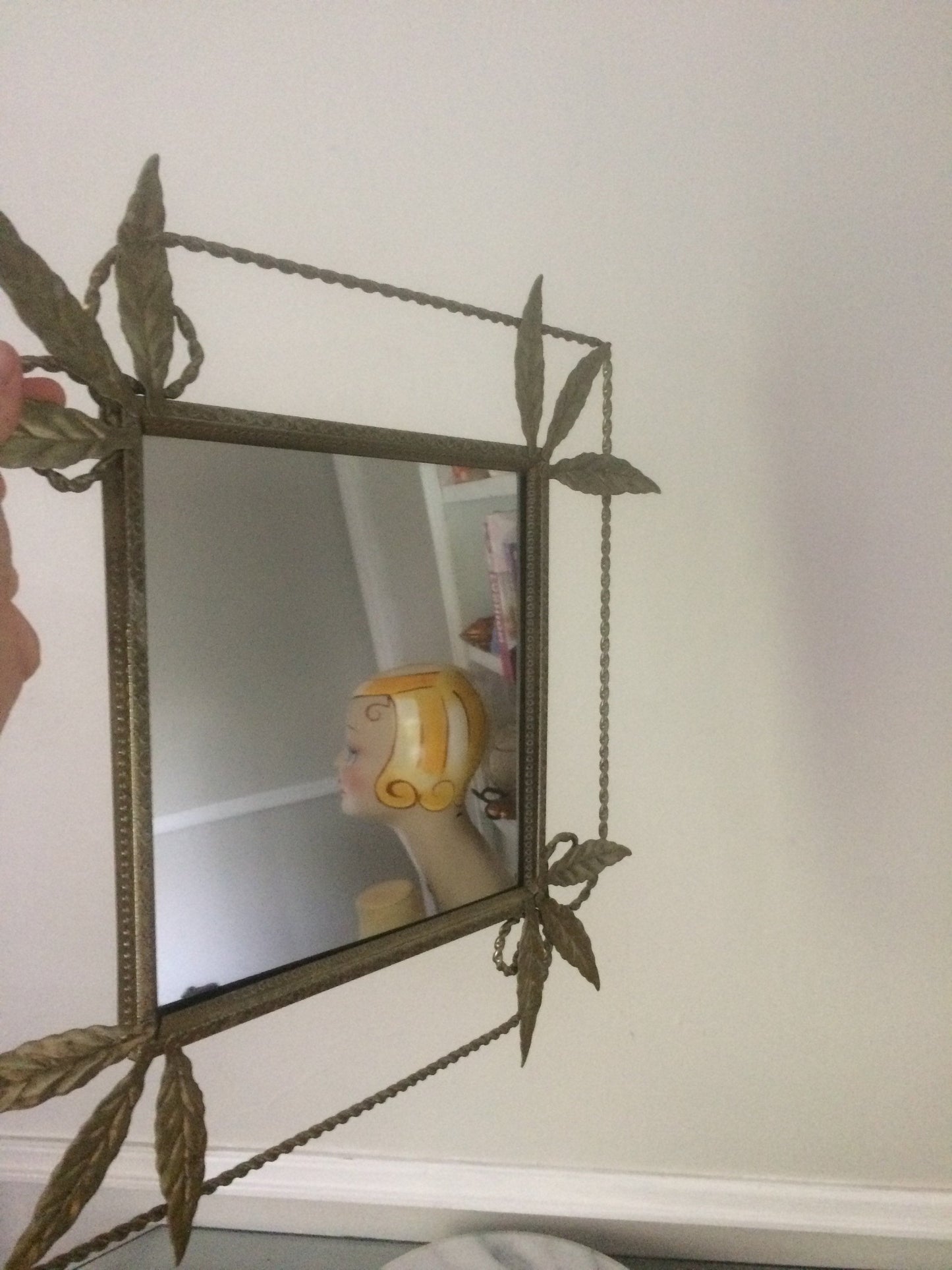 Vintage Square Brass Leaf Mirror