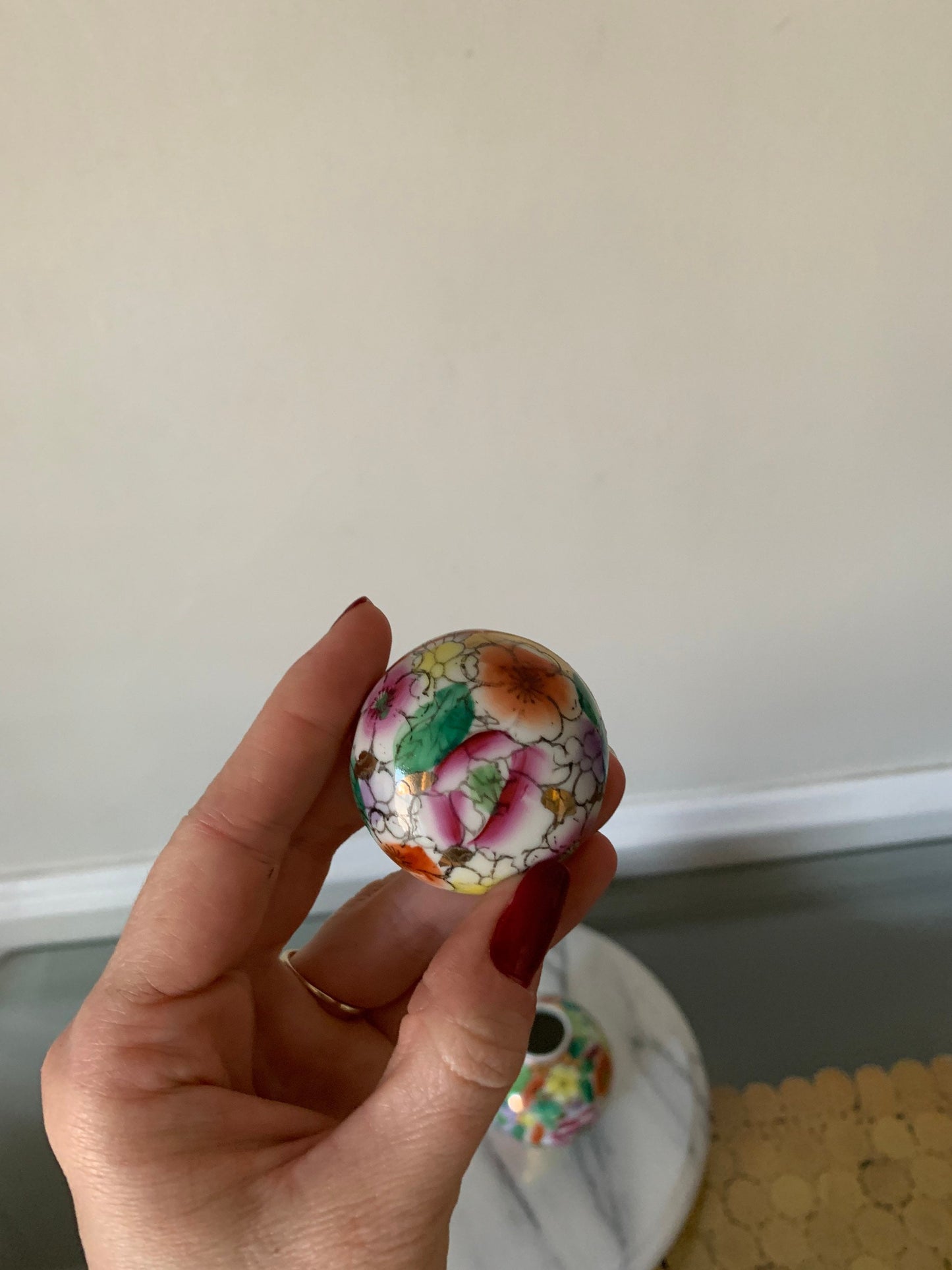 Vintage Hand Painted Colourful Ginger Jar