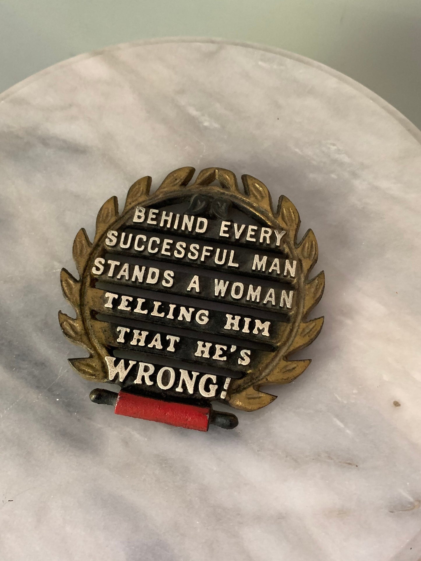 MCM Wrought Iron "Behind Every Successful Man..." Trivet