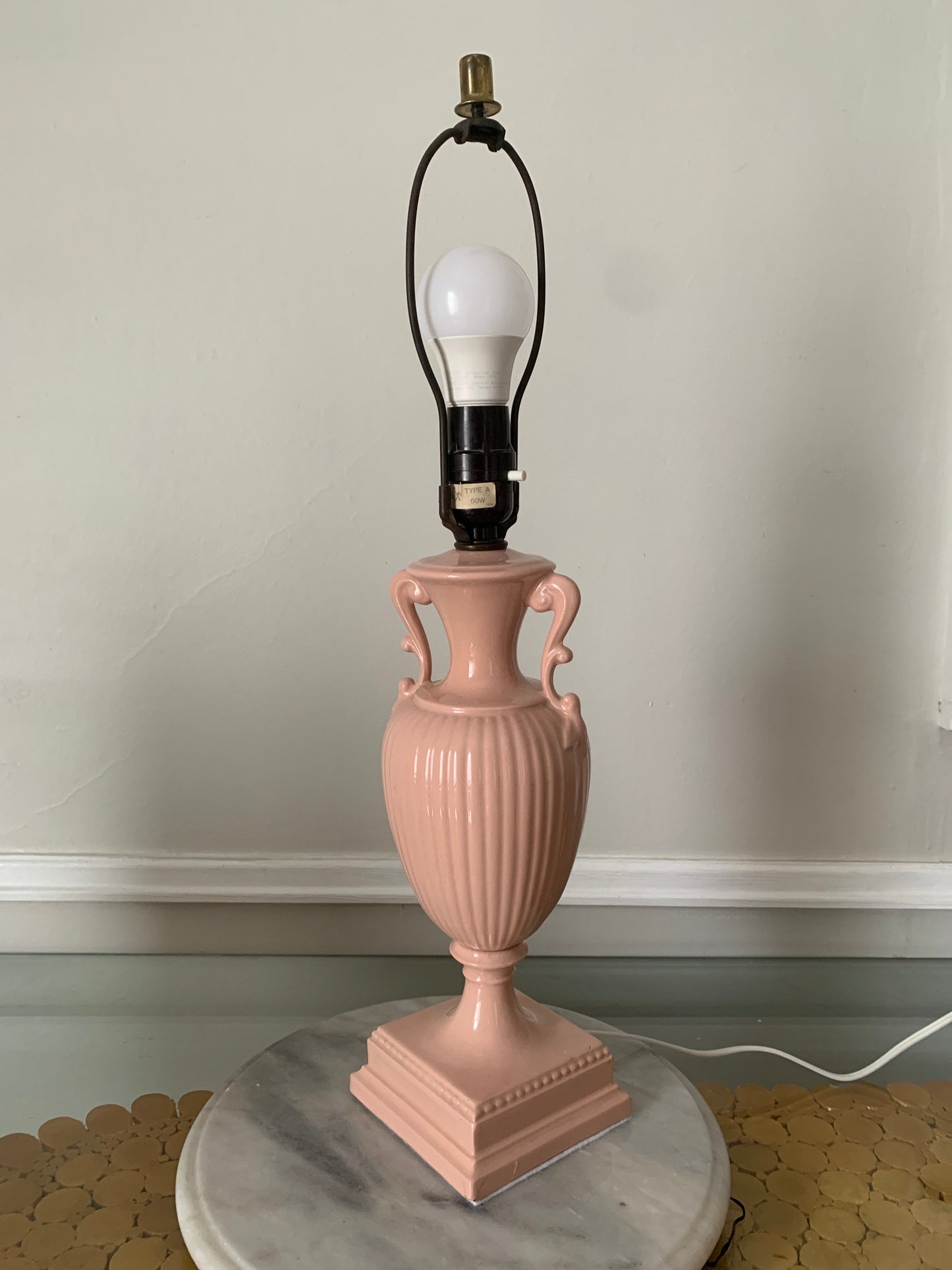 Vintage Medium Pink Pedestal Ceramic Lamp