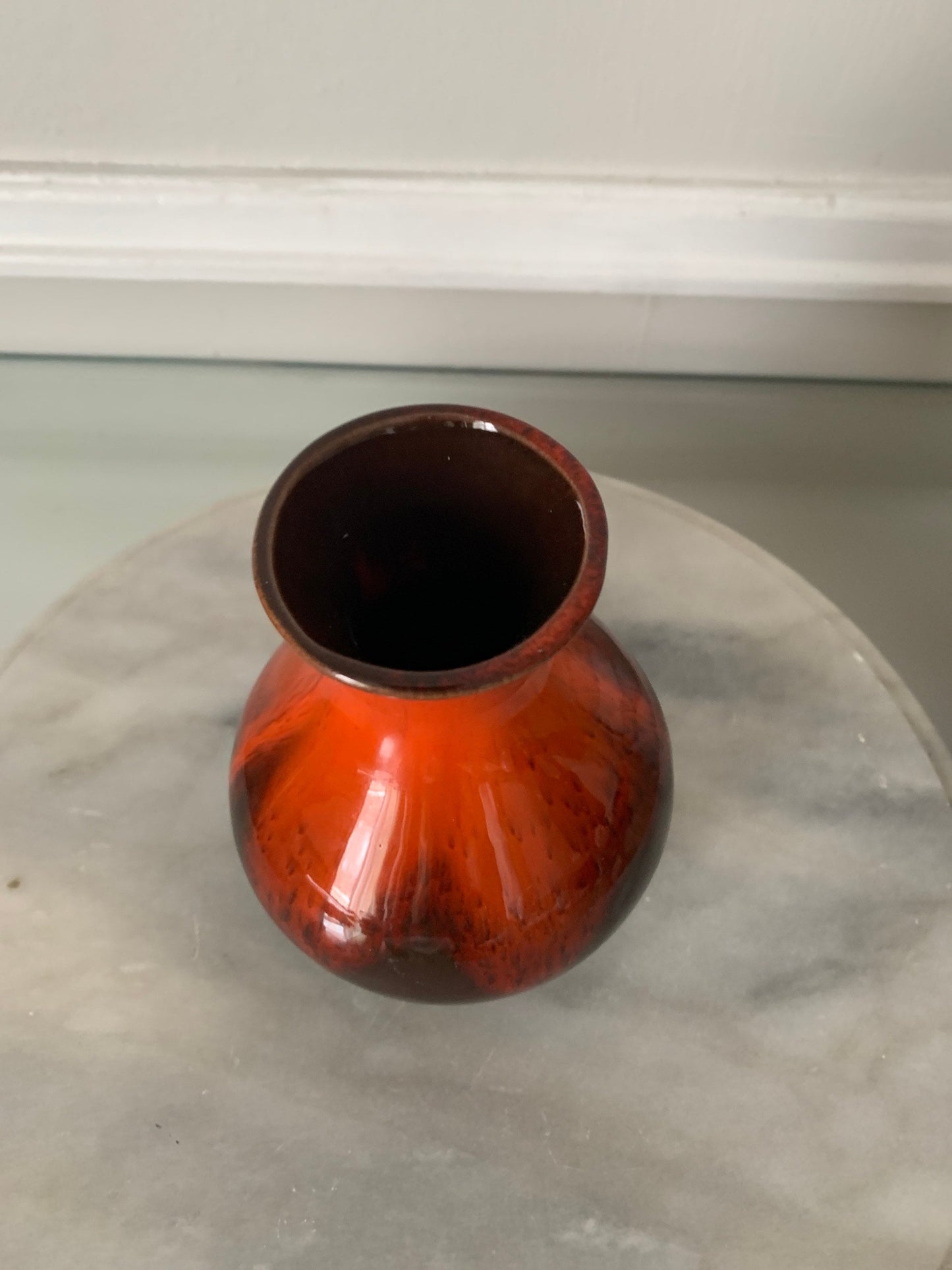 MCM Small Orange Lava Drip Glazed Pottery Vase
