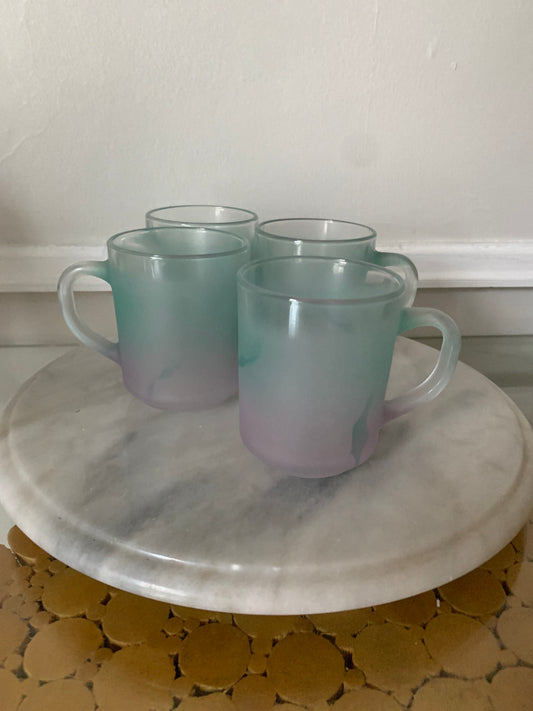 Set of 4 Frosted Chevrier Pettigrew Val -Morin Quebec Glasses