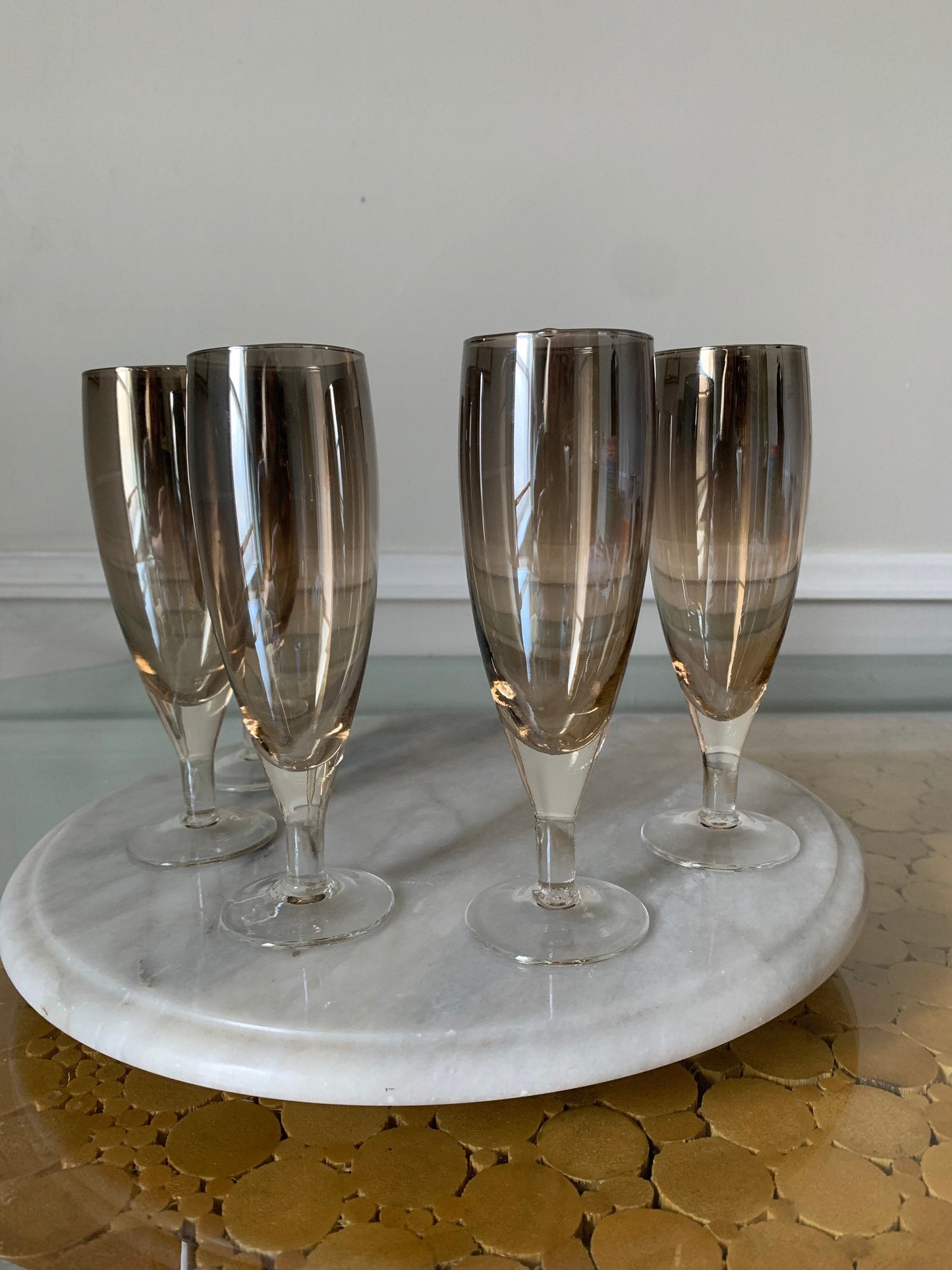 MCM Set of 5 Tall Chrome Fade Wine Glasses