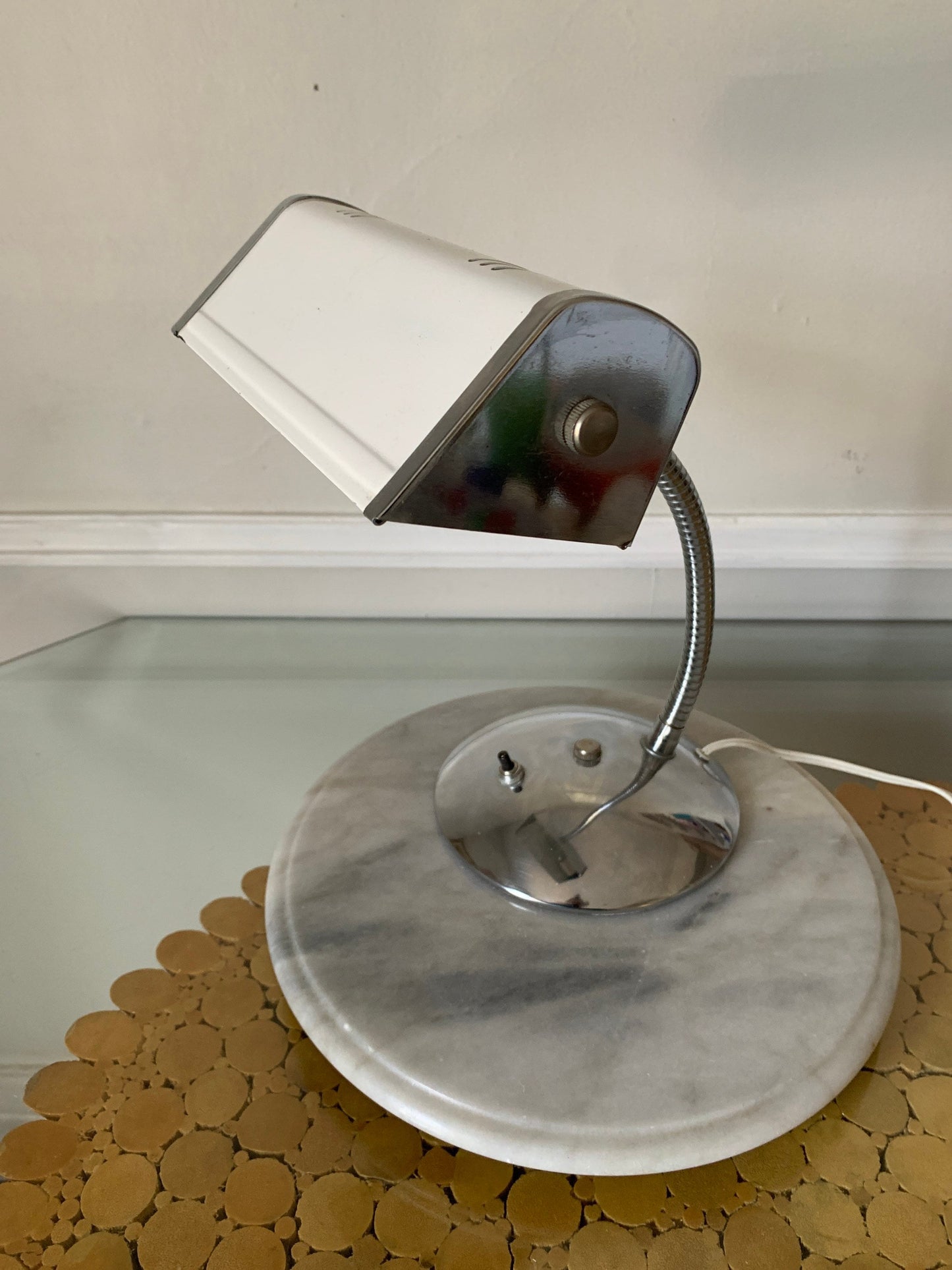 MCM White and Chrome Goose Neck Desk Lamp
