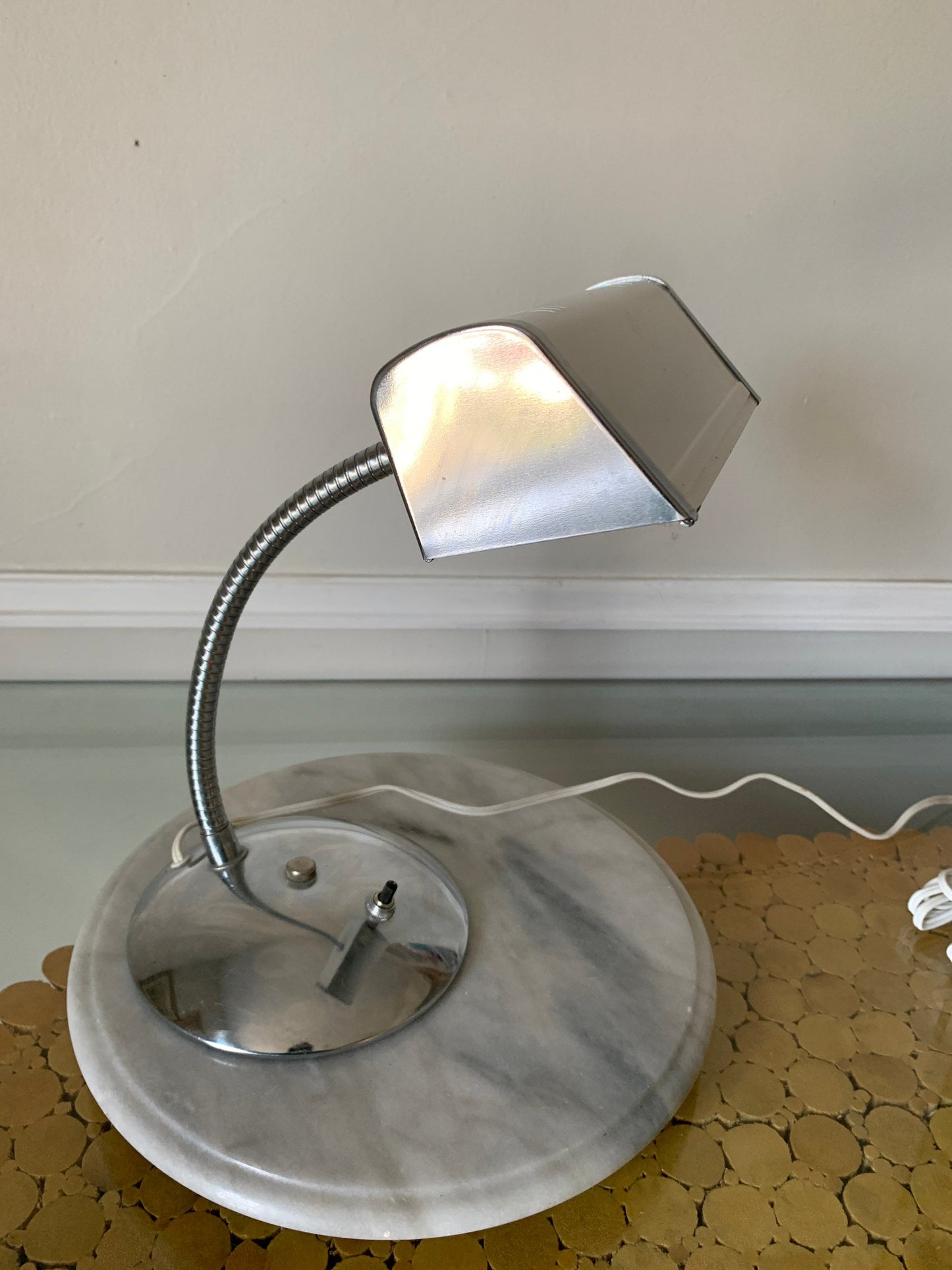 MCM White and Chrome Goose Neck Desk Lamp