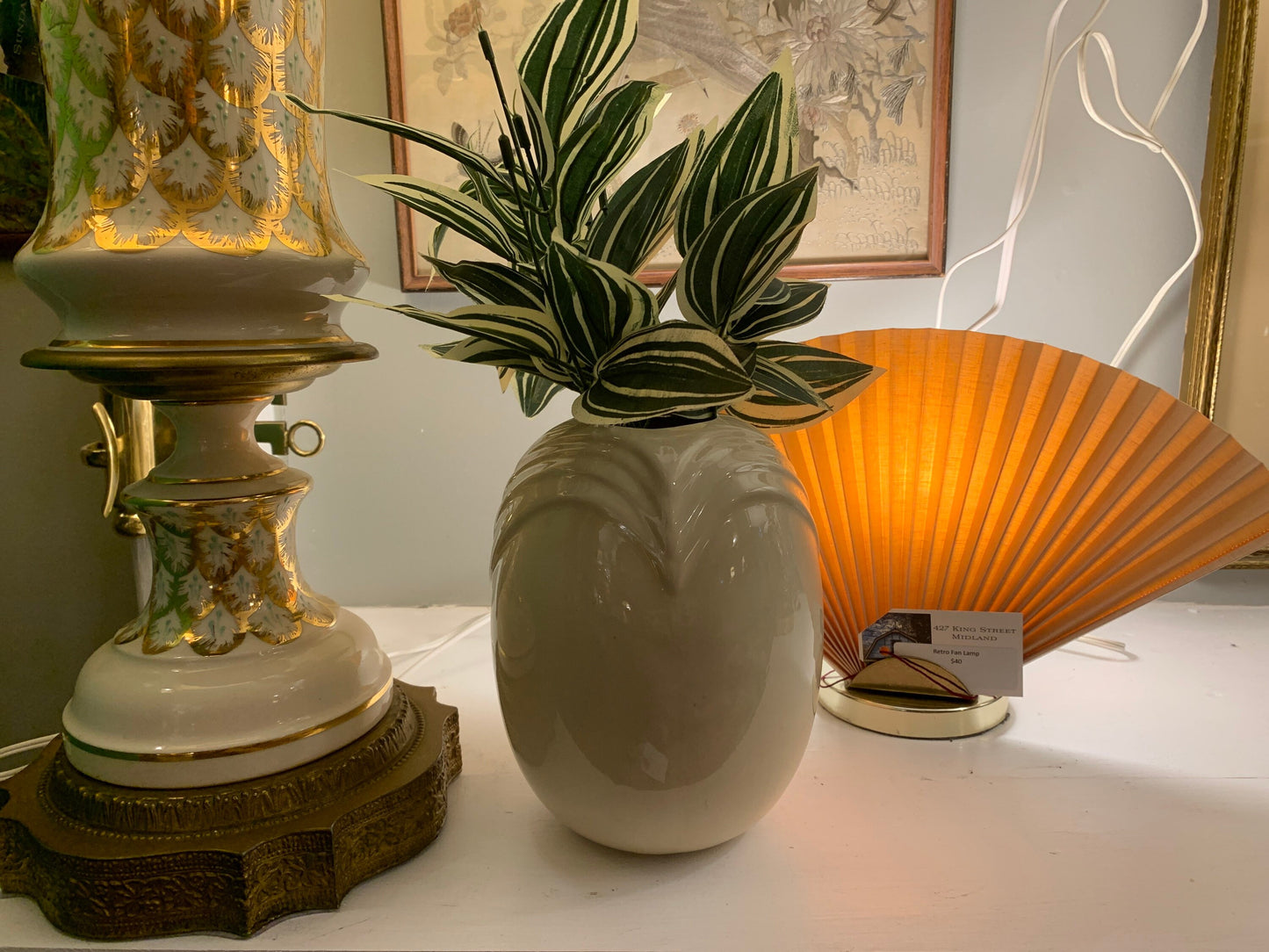Retro Small Cream Glazed Ceramic Vase