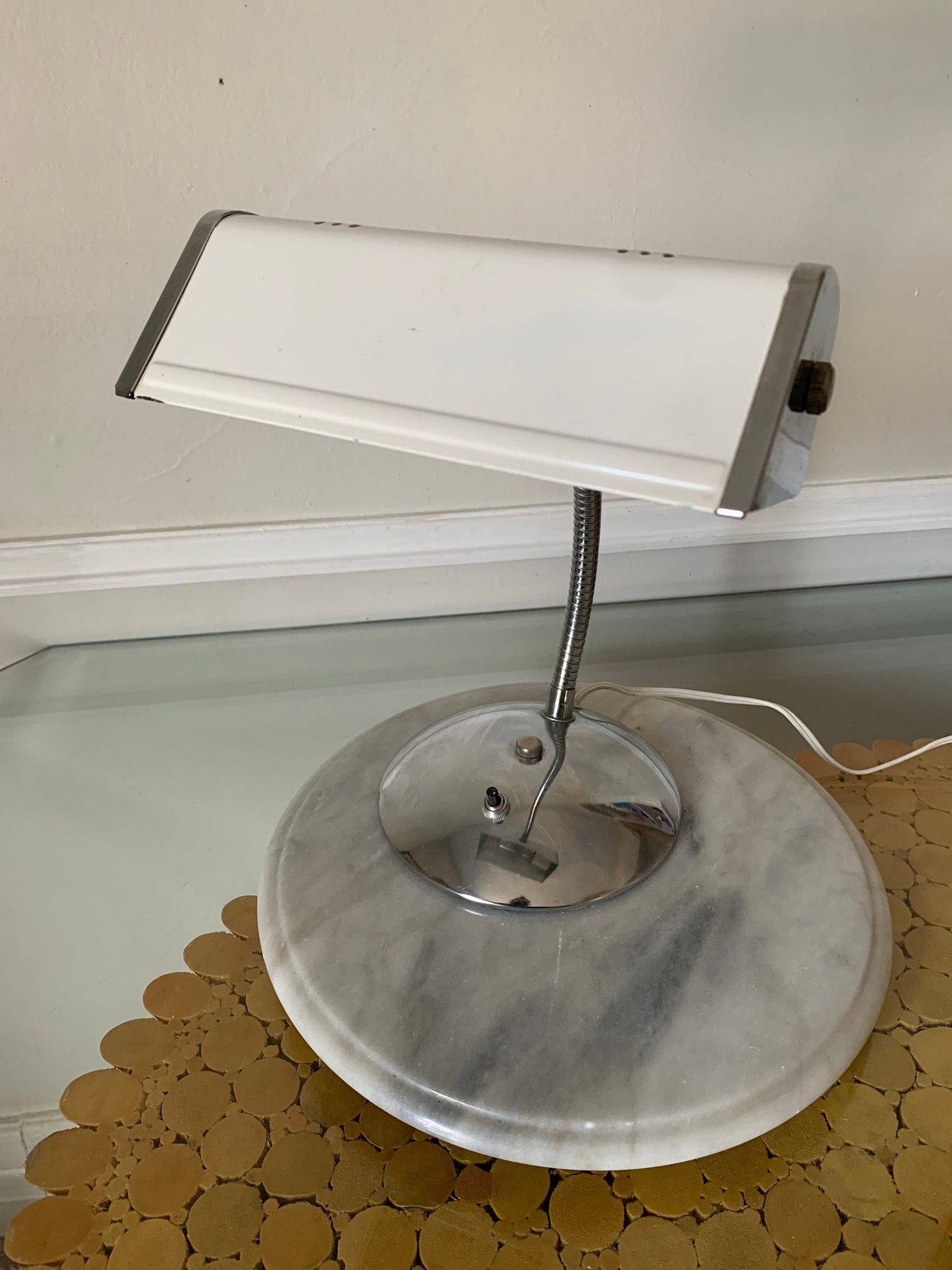 MCM White and Chrome Goose Neck Desk Lamp