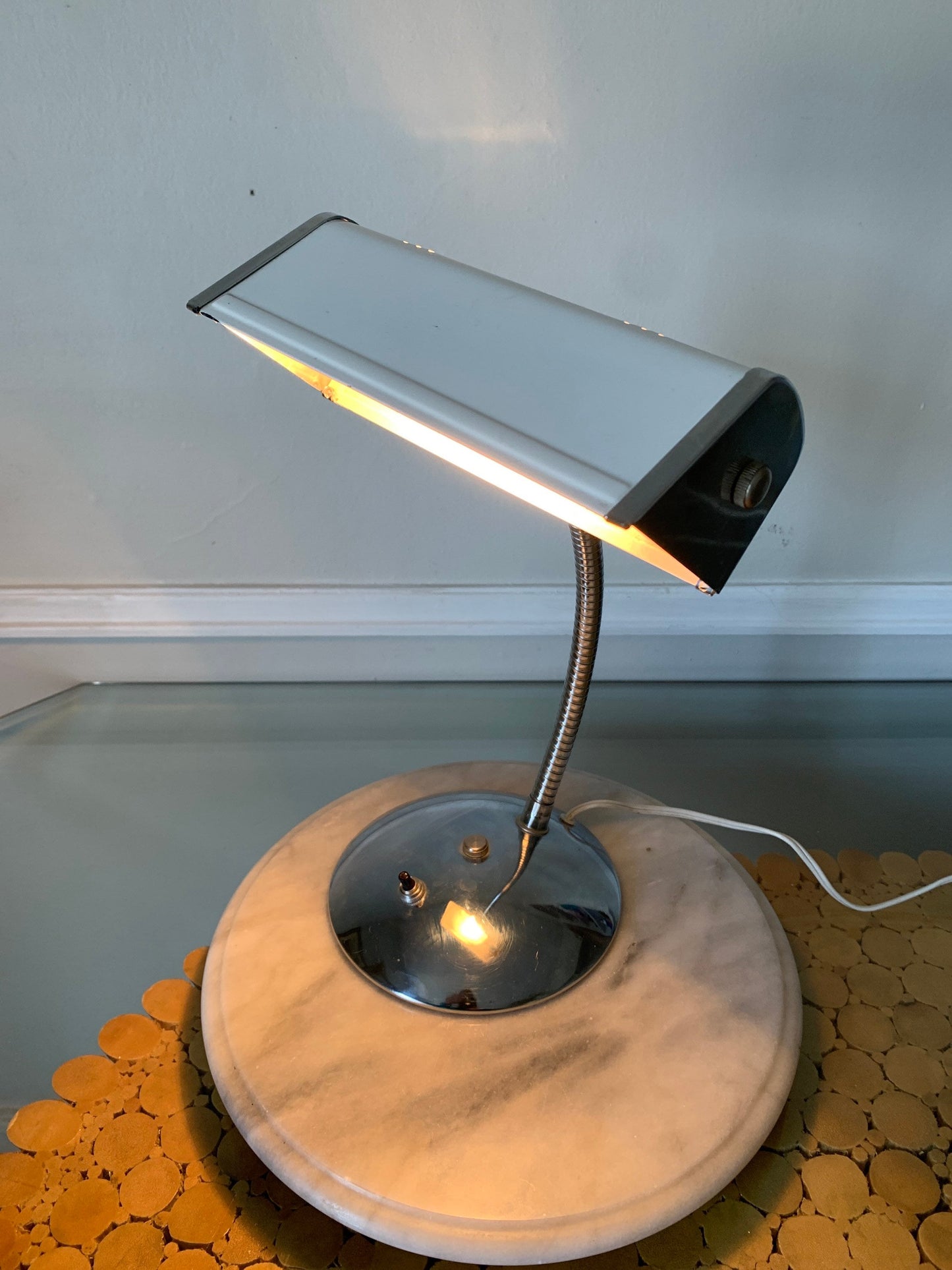 MCM White and Chrome Goose Neck Desk Lamp