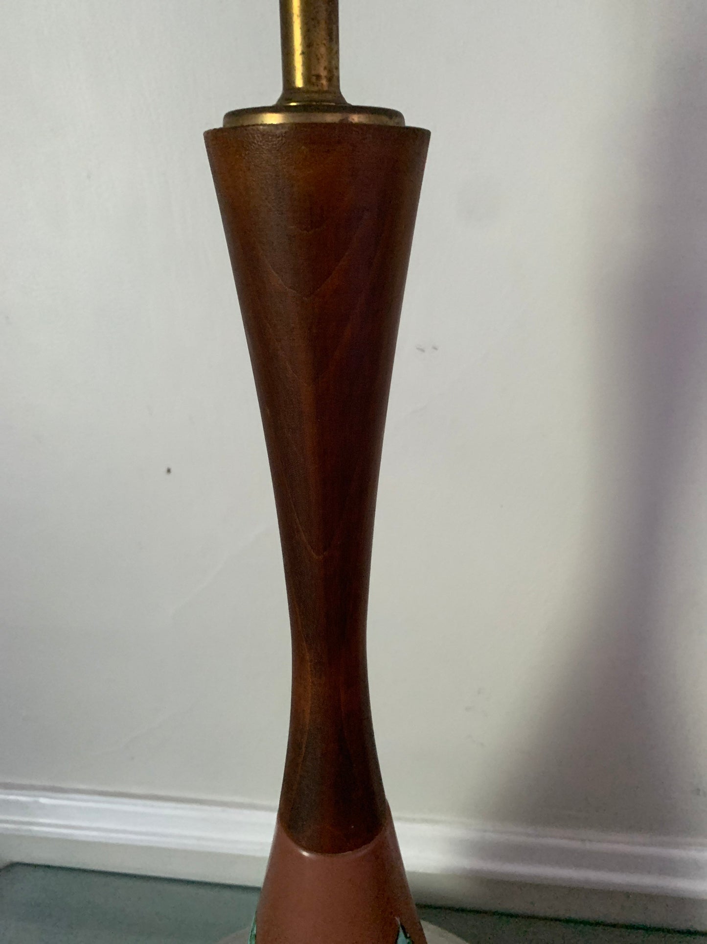 Tall MCM Herta Gertz Pottery Lamp with Teak Shade not Included