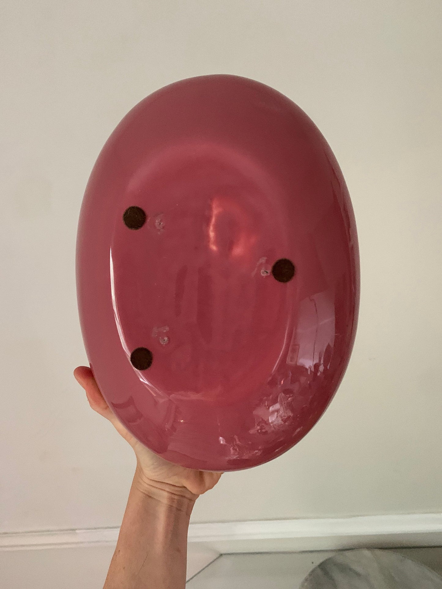 Retro Glazed Oval Light Rosewood Ceramic Planter