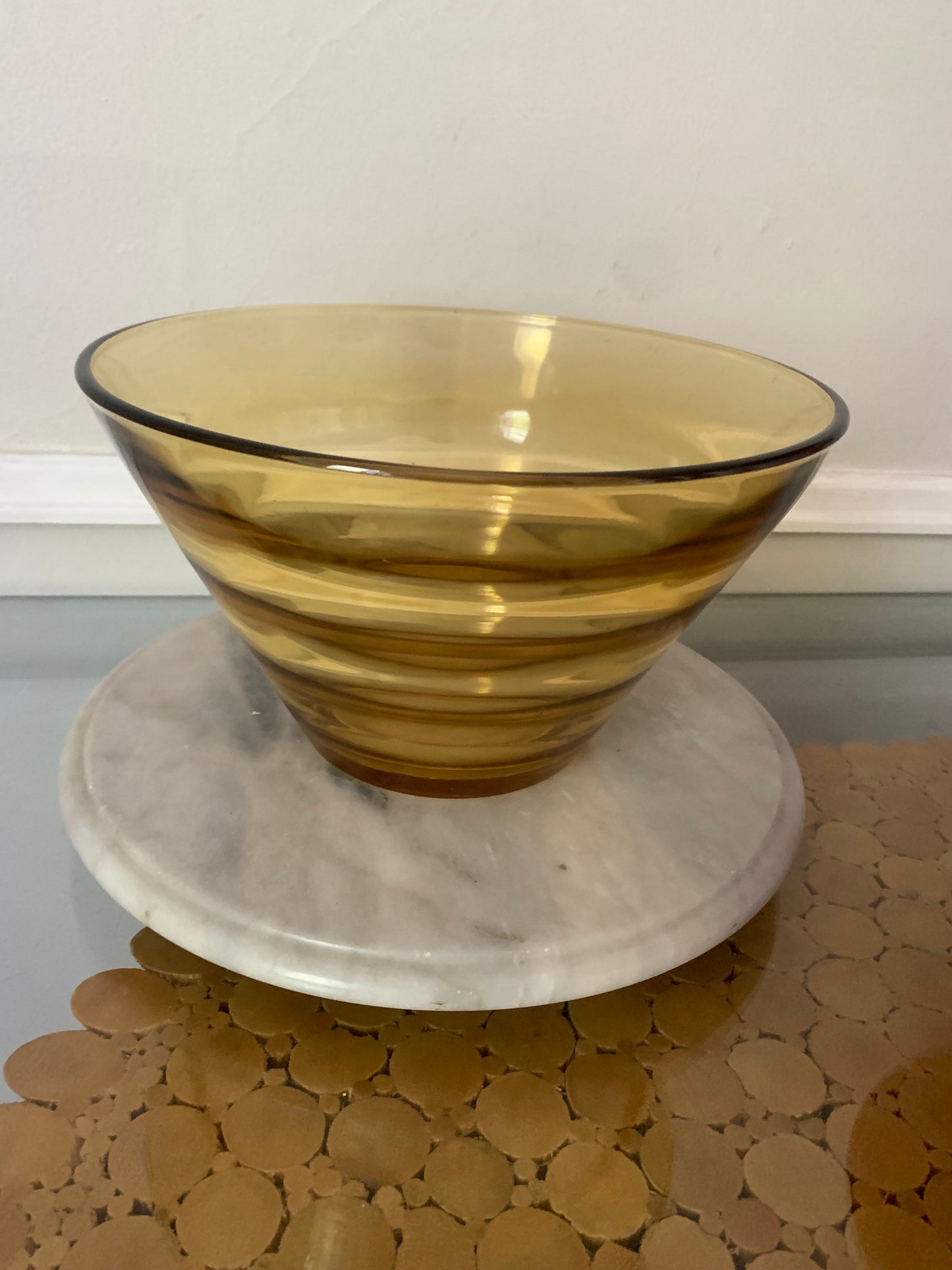 Retro Large Beehive Yellow Glass Bowl