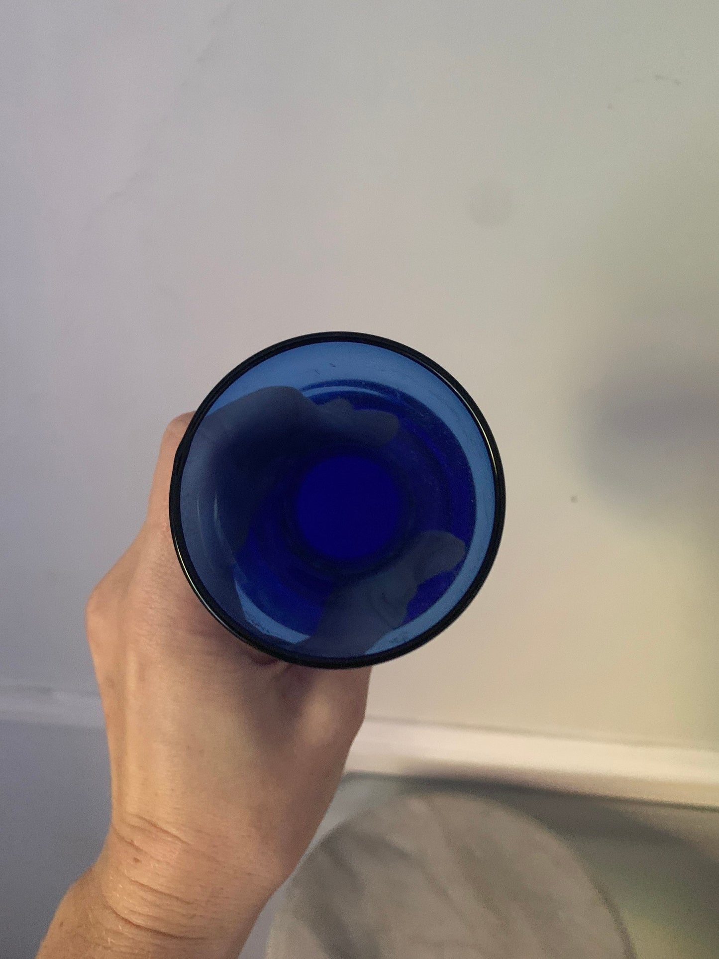 Vintage Cobalt Blue Decanter with Gold Detail