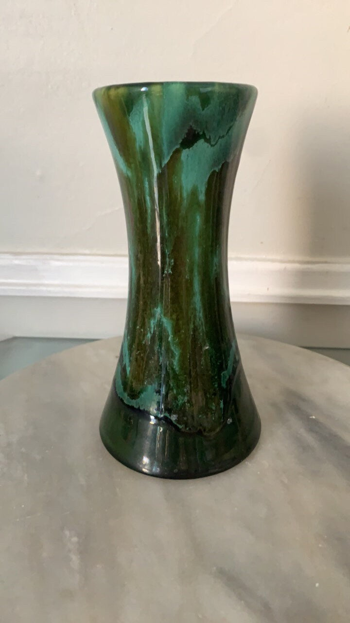 MCM Turquoise Drip Blue Pottery Vase
