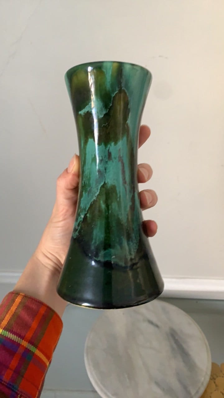 MCM Turquoise Drip Blue Pottery Vase