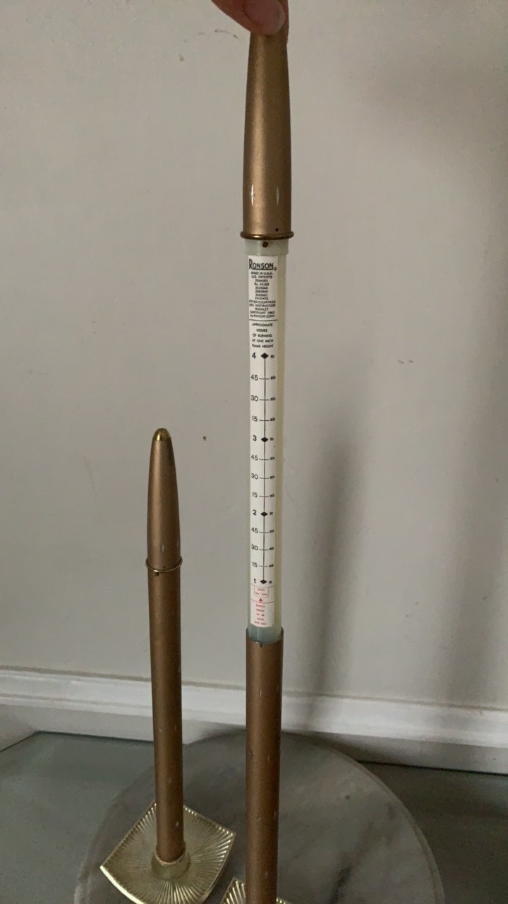 MCM Gold Starburst Ronson/ Varaflame 12 Inch Butane Candles with Holders