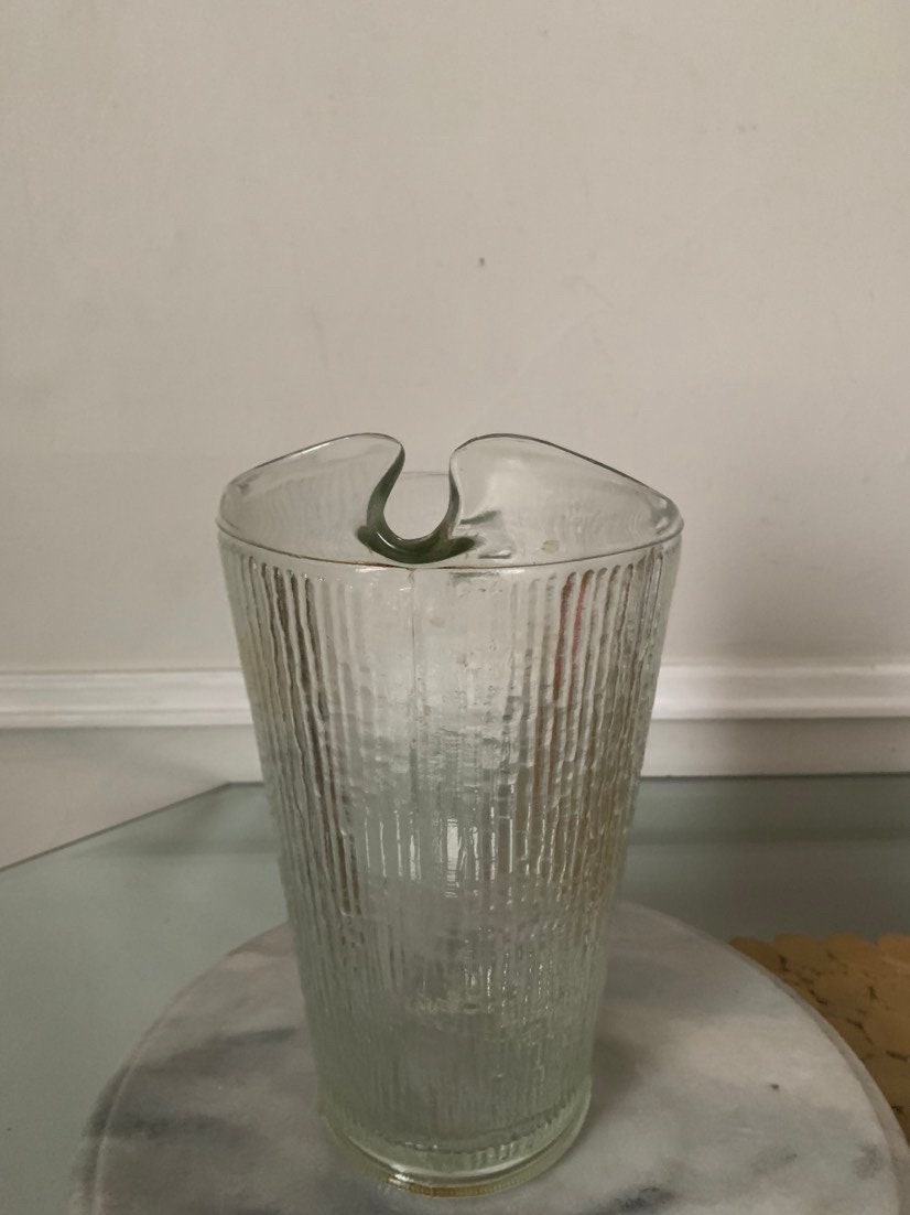 MCM Tall Textured Clear Glass Pitcher