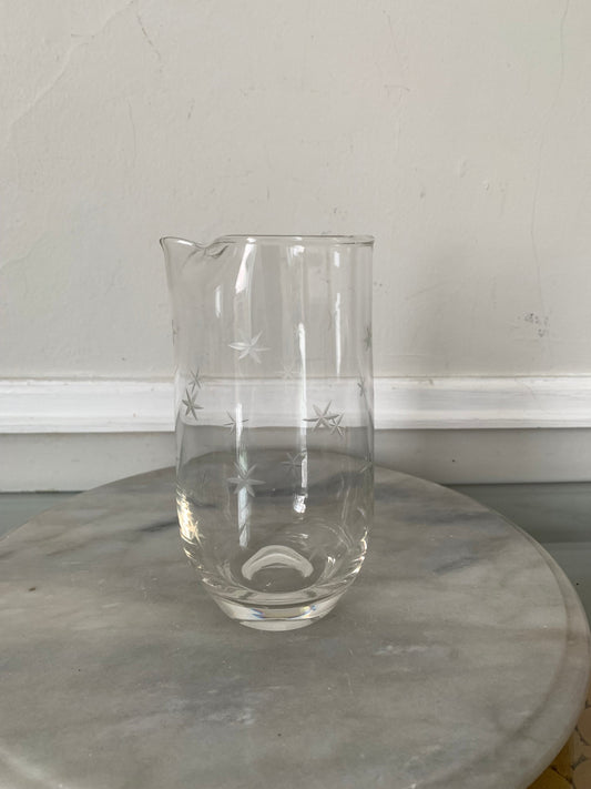 Small MCM Clear Pitcher with Etched Starbursts