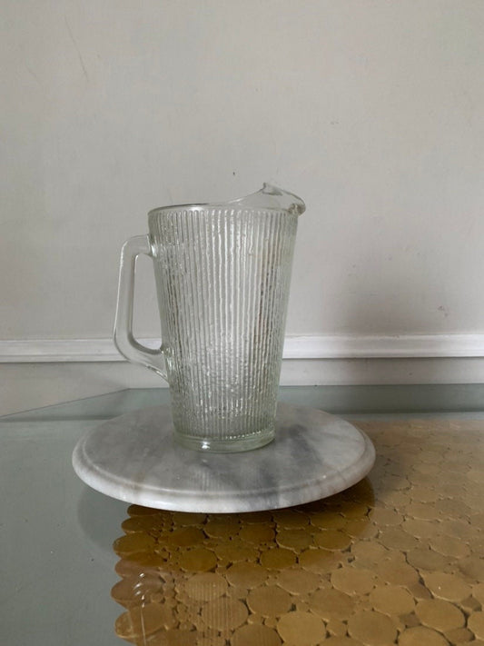 MCM Tall Textured Clear Glass Pitcher