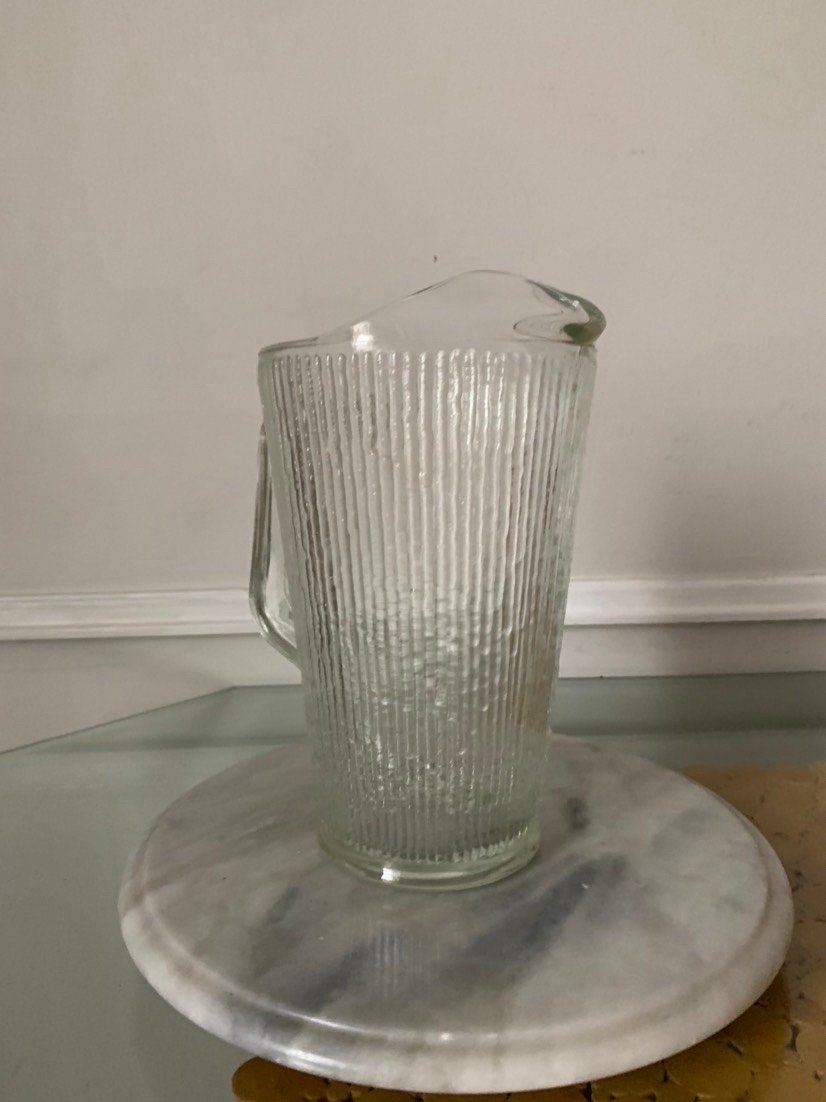 MCM Tall Textured Clear Glass Pitcher