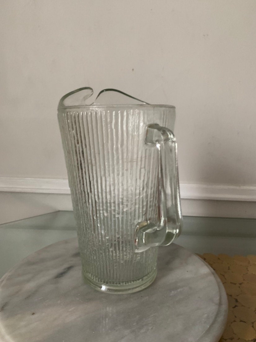 MCM Tall Textured Clear Glass Pitcher