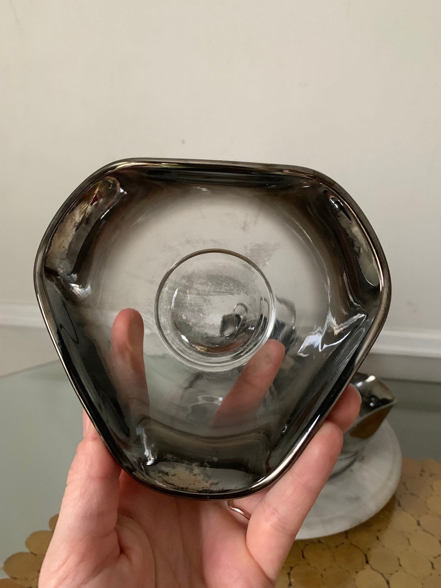 Set of 4 MCM Chrome Fade Serving Bowls with Chrome Caddy