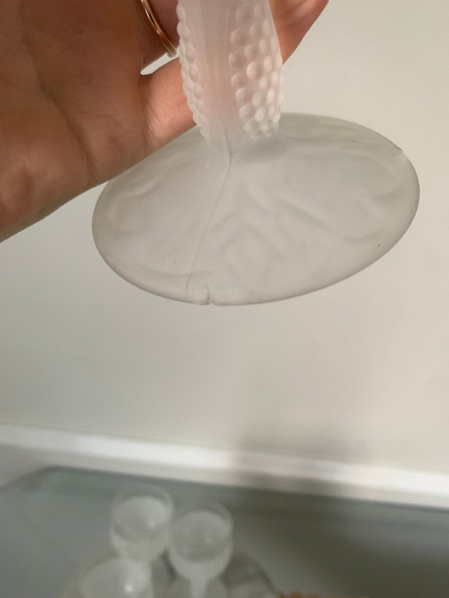 Set of 4 Vintage Clear Frosted Taitu Floral Small Goblets Italy