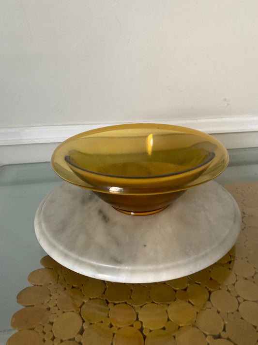 Vintage Medium Yellow Rolled Rim Glass Bowl