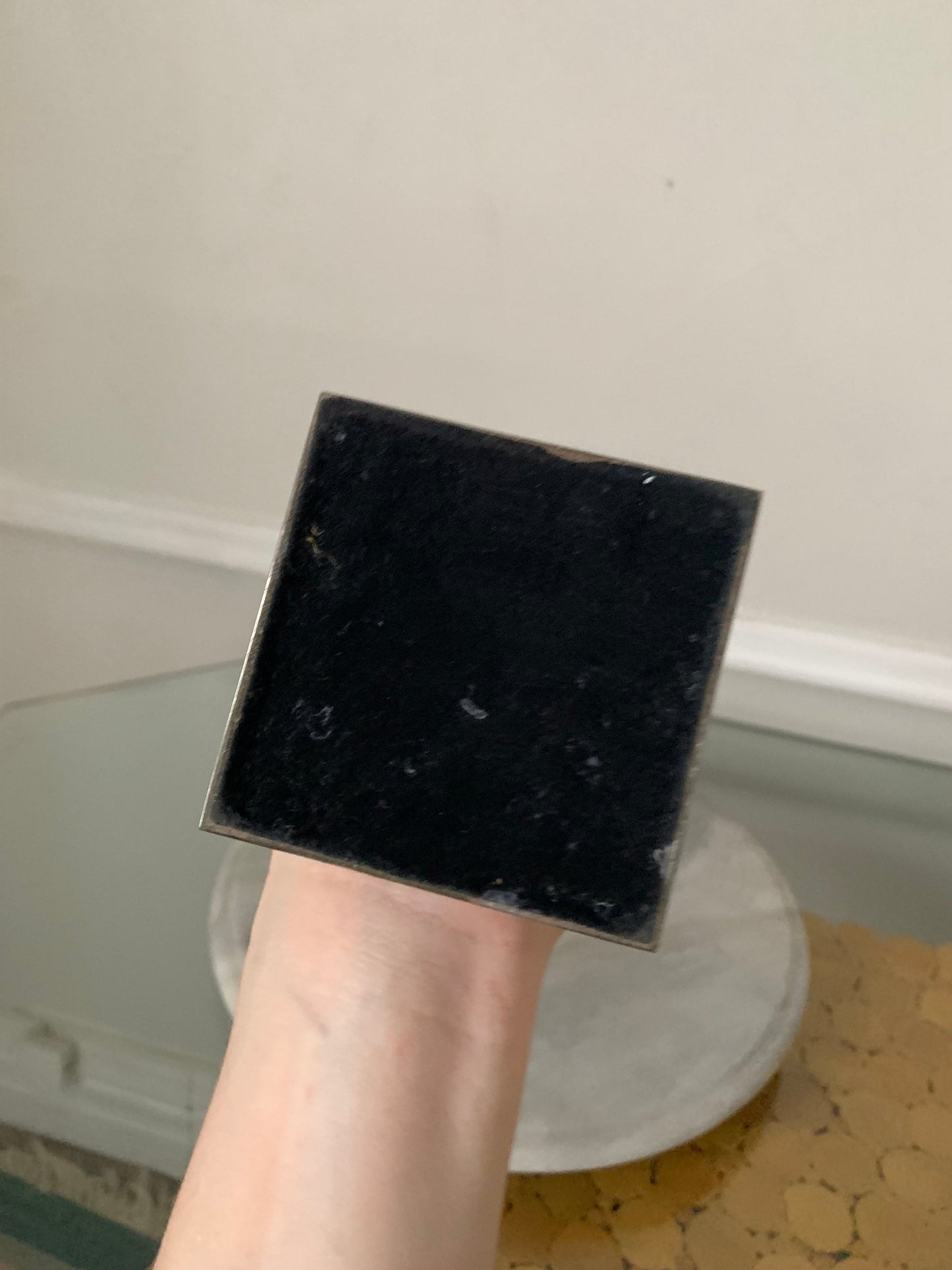 Vintage Clear Lucite Candle Sitck with Silver Tone Metal