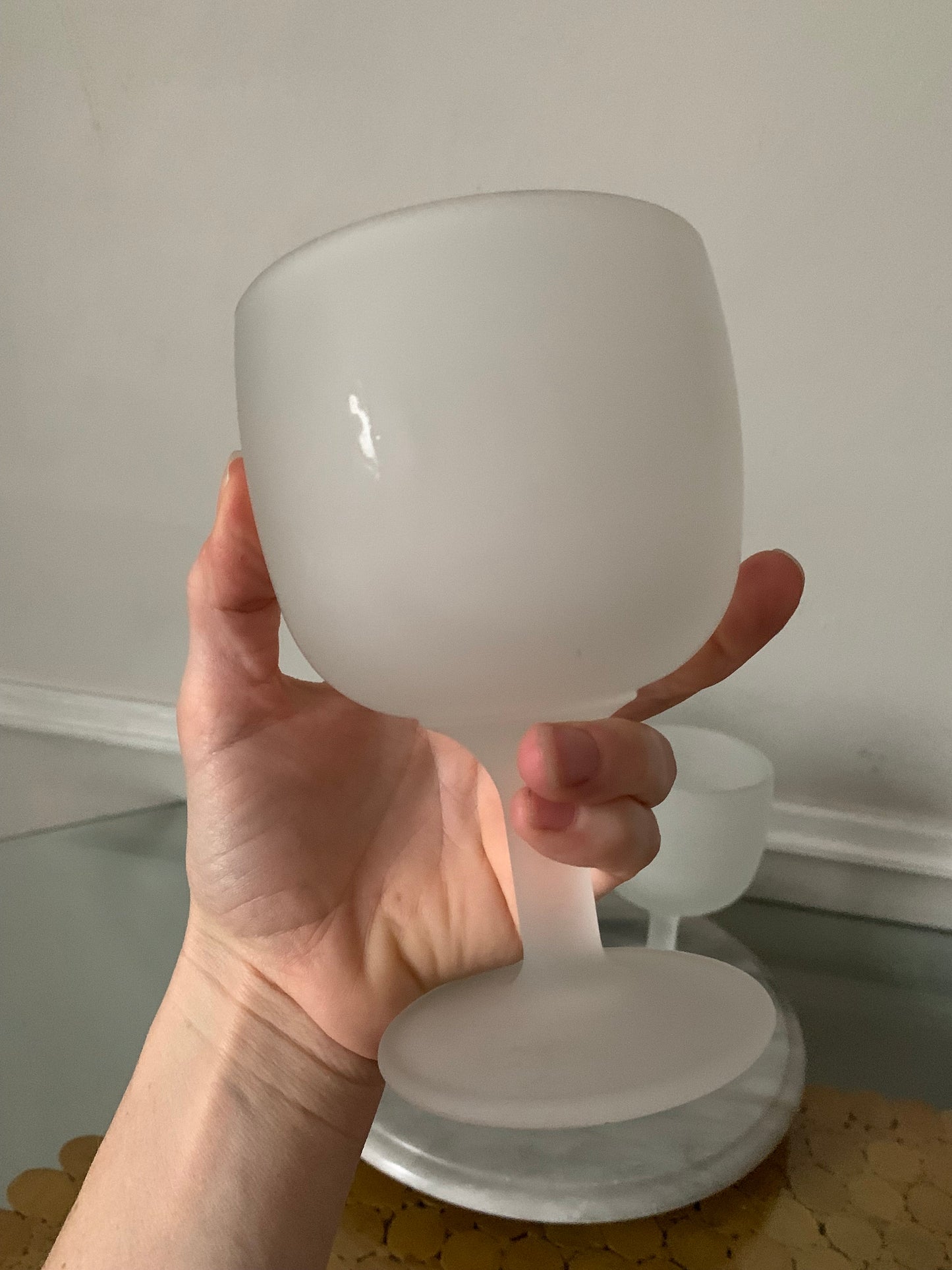 Set of 4 Heavy Frosted Glass Goblets