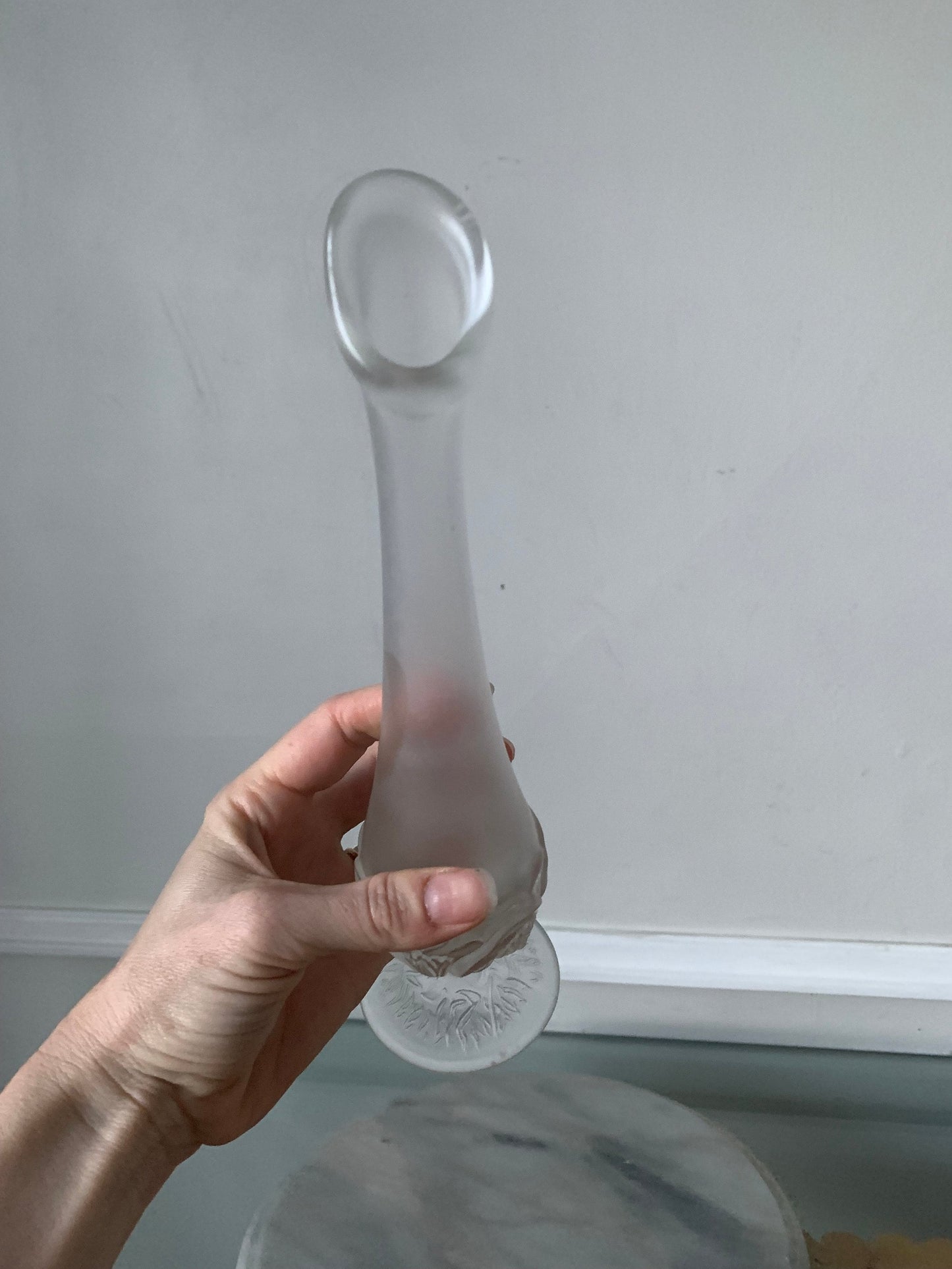 Retro Clear Satin Glass Frosted Vase