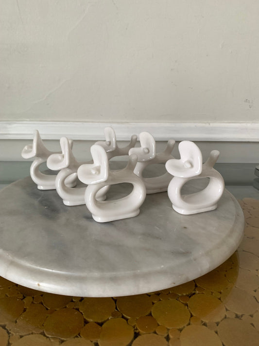 Set of 6 White Porcelain Calla Lily Napkin Rings