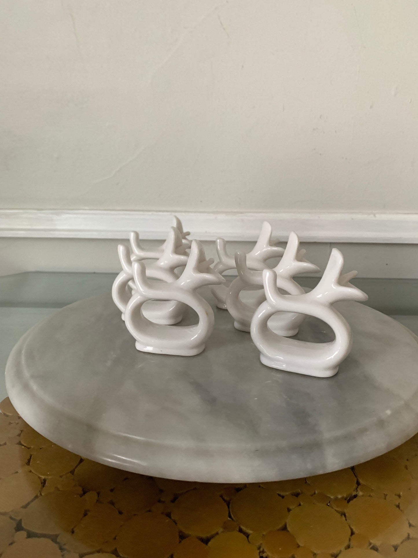 Set of 6 White Porcelain Calla Lily Napkin Rings