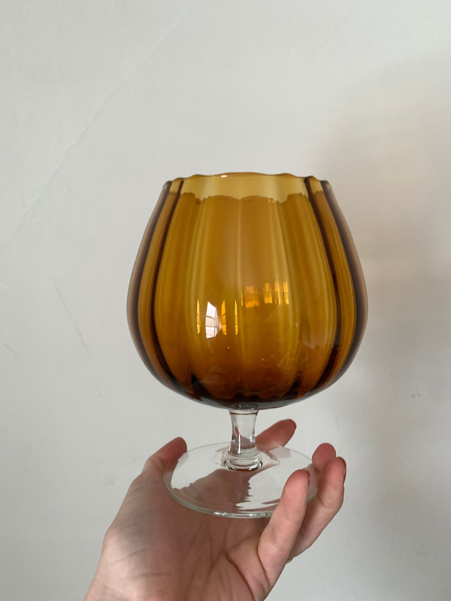 MCM Small Brown Footed Glass Vase