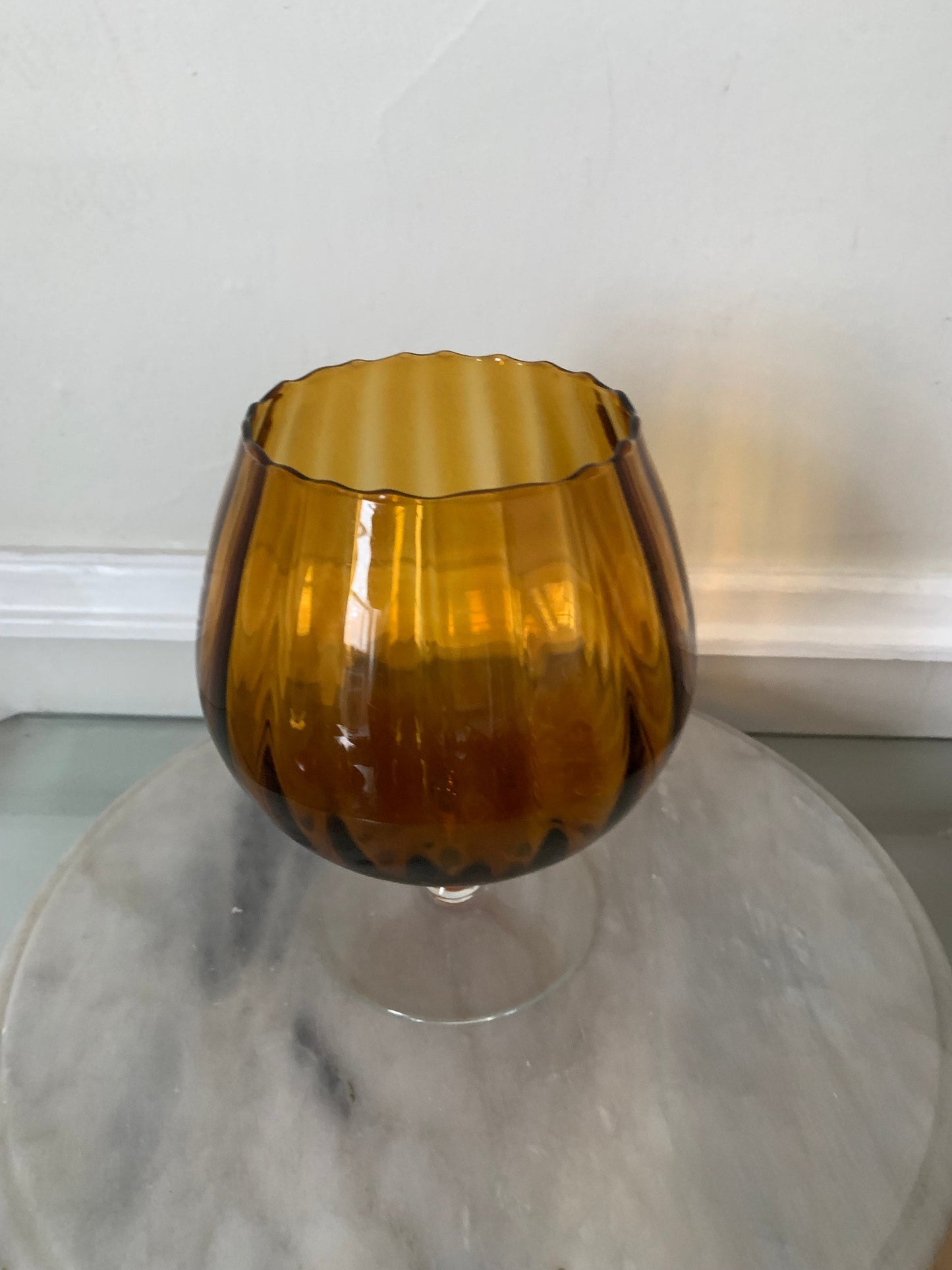 MCM Small Brown Footed Glass Vase