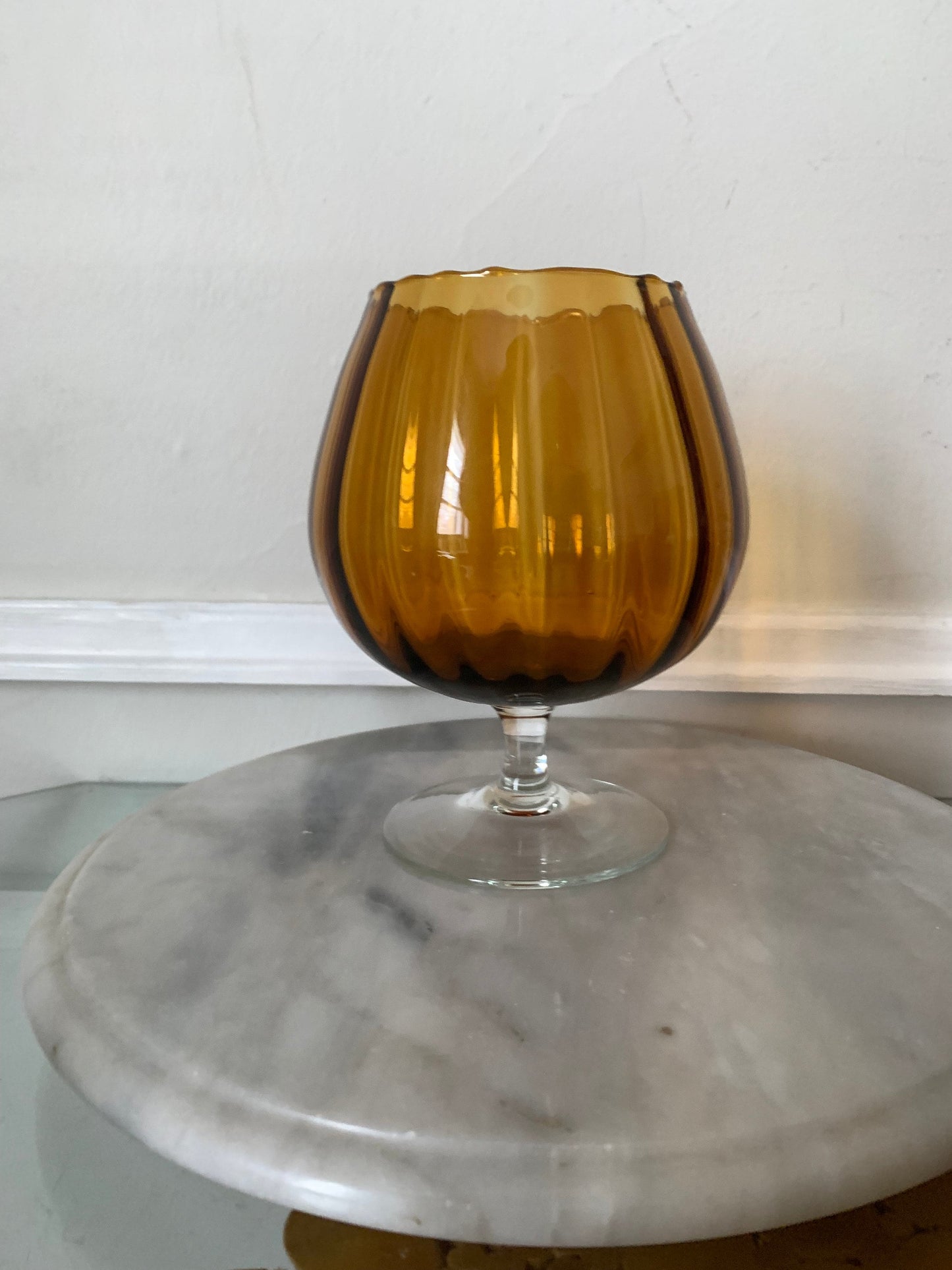 MCM Small Brown Footed Glass Vase