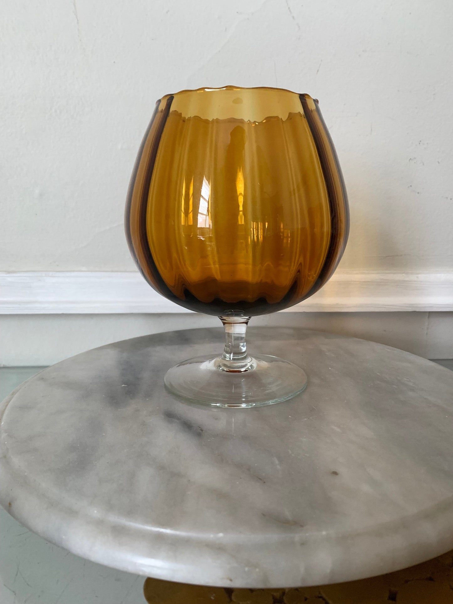 MCM Small Brown Footed Glass Vase