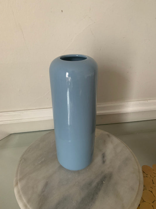 Retro Tall Baby Blue Glazed Ceramic Vase Made in Canada