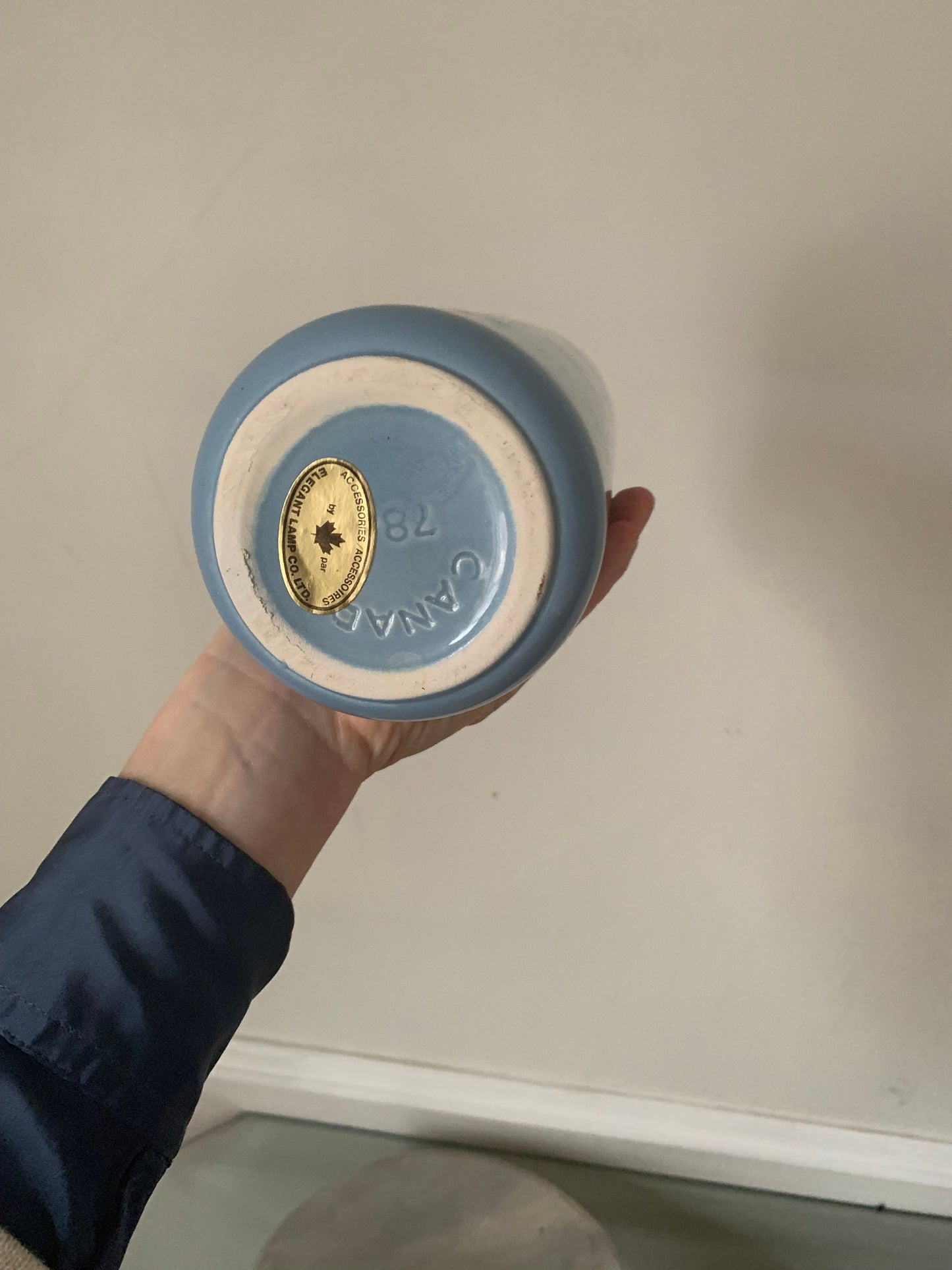 Retro Tall Baby Blue Glazed Ceramic Vase Made in Canada