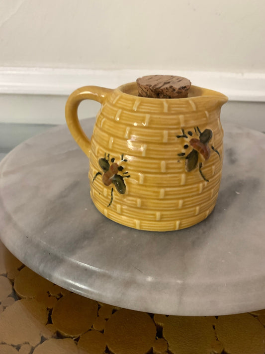 Vintage 1970s Ceramic Honey Bee Syrup Container